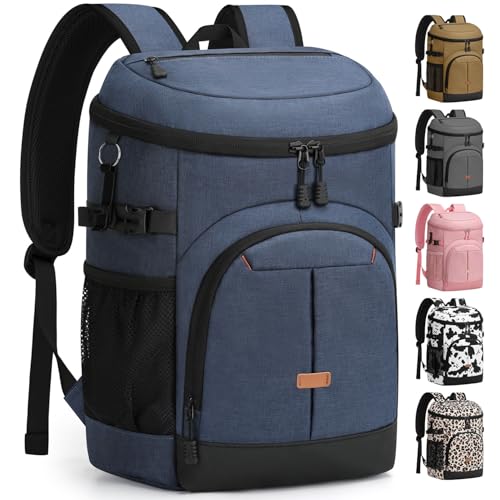 Pritent Cooler Backpack for Men Women Insulated Waterproof Backpack Cooler Leak Proof Cooler Bag Lightweight Lunch Backpack for Camping Beach Travel Picnic - color: Blue, size: 30 Cans