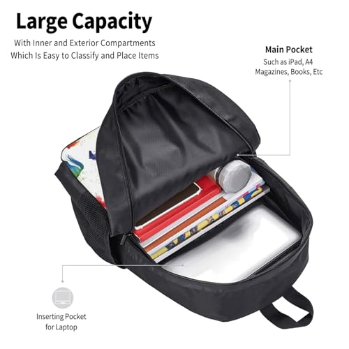 Slim Anti Theft Laptop Backpack Horse Art Design, Large Volume Travel Daypack Durable Polyester Carry Bag for Office Business Outdoor Trekking - color: Design (903)