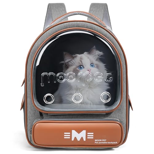 Cat Bubble Backpack Carrier, Clear Pet Bag for Cats and Small Dogs up to 20 Lbs, Great for Outdoor Hiking Camping (Grey Orange) - color: Grey Orange
