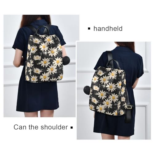 MNSRUU Women Backpack Purse Flowers with Black Backpack for Women Anti-theft Shoulder Bag Carry On Backpack Lightweight Rucksack Fashion Travel Ladies Bags - color: Flower I9295