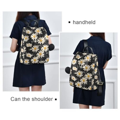 MNSRUU Women Backpack Purse Flowers with Black Backpack for Women Anti-theft Shoulder Bag Carry On Backpack Lightweight Rucksack Fashion Travel Ladies Bags - color: Flower I9295