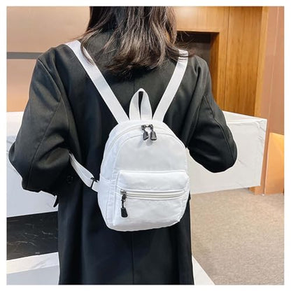 Small Backpack for Women and Girls, Mini Backpack Purse Stylish Lightweight Backpacks Casual Womens Backpacks with 2 Pockets (White) - color: White