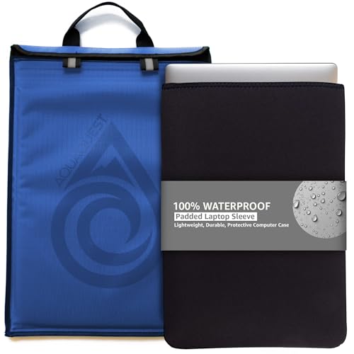 AquaQuest Storm 100% Waterproof Laptop Sleeve – Lightweight Ripstop Nylon Case, Welded Seams and Removable 5 mm Neoprene Liner – 11 in – Blue – Fits up to 12 × 9.75 in - color: Blue, size: 11 inch