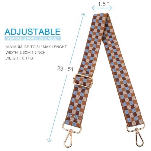 Replacement Purse Strap Shoulder Strap Adjustable Crossbody Strap for Women Crossbody Wide Shoulder Bag - color: Checker-gold Hardware