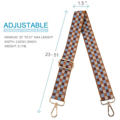 Replacement Purse Strap Shoulder Strap Adjustable Crossbody Strap for Women Crossbody Wide Shoulder Bag - color: Checker-gold Hardware