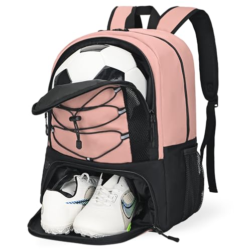 Goloni Soccer Bag, Basketball Bag with Ball Compartment & Shoe Compartment,Large Soccer Backpack for Basketball,Gym，Football - color: Meat meal