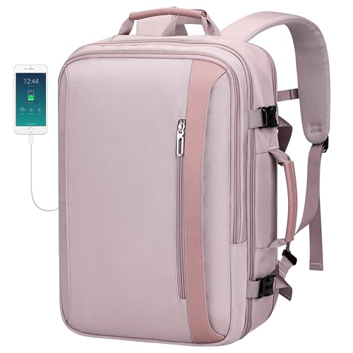 PIJUSHI Travel Backpack for Women Expandable Carry on Luggage Backpack Airline Approved TSA 16" Laptop Bag Business with USB Port(PE034 Light Purple) - color: Light Purple