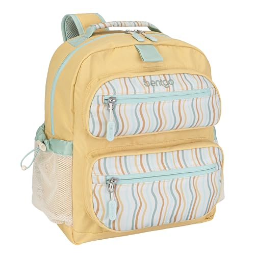 Bentgo Kids Backpack (Whimsy & Wonder Collection) - Lightweight 14’’ for School, Travel & Daycare - Ideal for Kids 4+, Durable & Water-Resistant, Roomy Interior, Loop for Lunch Bag (Wavy) - color: Wavy