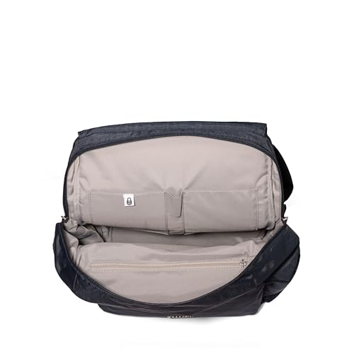 Baggallini Flap Laptop Backpack - 15"x11" Lightweight Work Travel Bag w/Luggage Sleeve & RFID - color: French Navy