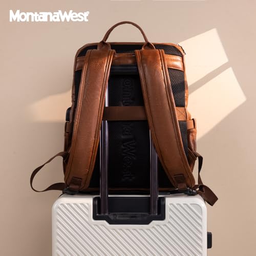 Montana West Laptop Backpack 15.6 Inch Work Backpack Purse for Women Travel Casual Daypack Bookbags with USB Port - color: 15.6-in Brown
