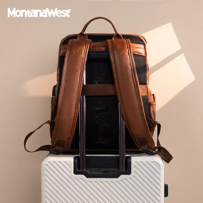 Montana West Laptop Backpack 15.6 Inch Work Backpack Purse for Women Travel Casual Daypack Bookbags with USB Port - color: 15.6-in Brown