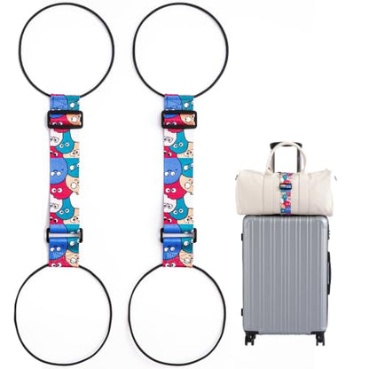 2 Pack Luggage Connector Straps for Suitcases 25 Colors, Adjustable Elastic Travel Bag Strap with Dual Stability Design, Add-a-Bag Hands-Free Luggage Belt, Fits Most Carry-On & Checked Luggage - color: Pom-pom
