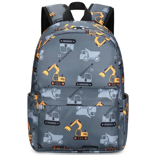 CAMTOP Preschool Backpack for Kids Boys Girls Toddler Backpack Kindergarten School Bookbags for Age 3-8 (Engineering Car Grey) - color: Engineering Car Grey