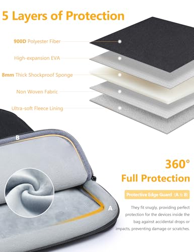 HYZUO 13 Inch Laptop Sleeve Bag Set for MacBook Air 13 M5/M4/M3/M2/M1 A3449 2026-2018, 13" MacBook Neo 2026 A3404, MacBook Pro 13 M2/M1 2026-2016, iPad Pro/Air 13, XPS 13, Surface Pro, Black - color: Black, size: 13 Inch