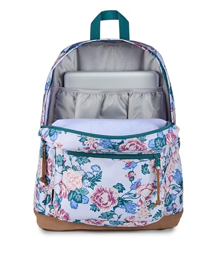 JanSport Right Pack Backpack - Durable Daypack with Padded 15" Laptop Sleeve, Spacious Main Compartment & Integrated Water Bottle Pocket - Rustic Roses Moon Flower/Blu/Pnk/Grn - color: Rustic Roses Moon Flower/Blu/Pnk/Grn