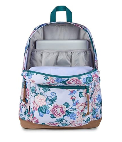 JanSport Right Pack Backpack - Durable Daypack with Padded 15" Laptop Sleeve, Spacious Main Compartment & Integrated Water Bottle Pocket - Rustic Roses Moon Flower/Blu/Pnk/Grn - color: Rustic Roses Moon Flower/Blu/Pnk/Grn
