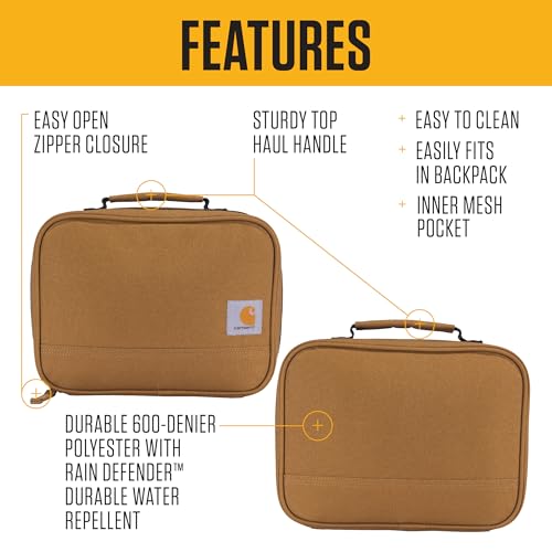 Carhartt Insulated Lunch Cooler For Men and Women, Fully Insulated Lunch Pale for Everyday Use, 4 Can (Brown) - color: 4 Can (Carhartt Brown)