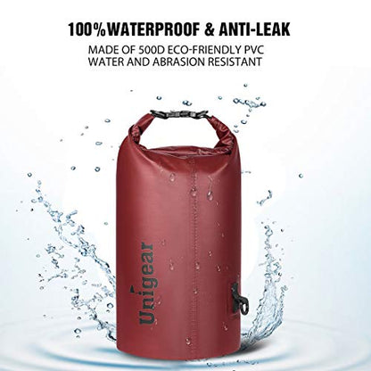 Unigear Dry Bag Waterproof, 2L/5L/10L/20L/30L/40L Floating and Lightweight Bags for Kayaking, Boating, Fishing, Swimming and Camping with Waterproof Phone Case - color: Red, size: 2L