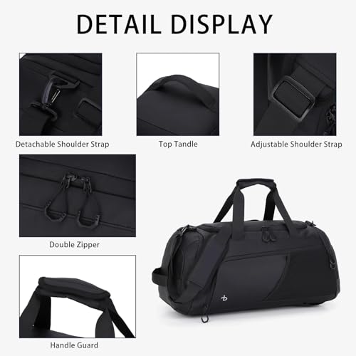 BESMART 2 in 1 Convertible Mens Gym Bag with Shoe Compartment, Heavy Duty Waterproof Travel Duffle Backpack Sports Gym Bag, 10 Pockets for Travel, Outdoor, Fitness