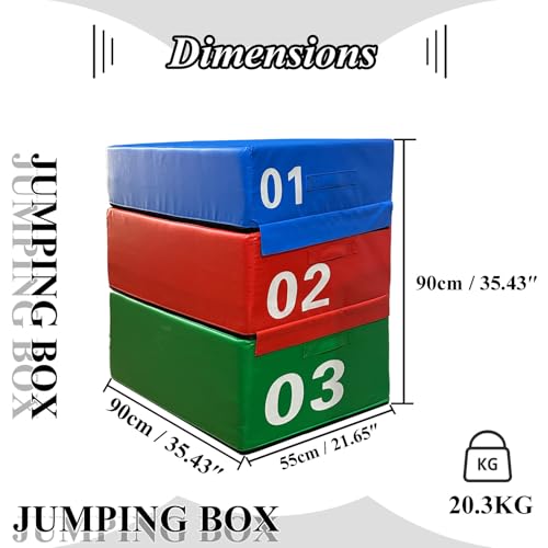 Plyometric Jumping Box Set,4-1 Height-adjustable Soft Foam Stackable Exercise Fitness Gym Plyo Boxes | Premium Stackable Plyo Training Box For Child Home & Commerci(Size:90x55x90cm（35.4x21.6x35.4in）) - size: 90x55x90cm（35.4x21.6x35.4in）