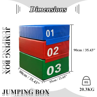 Plyometric Jumping Box Set,4-1 Height-adjustable Soft Foam Stackable Exercise Fitness Gym Plyo Boxes | Premium Stackable Plyo Training Box For Child Home & Commerci(Size:90x55x90cm（35.4x21.6x35.4in）) - size: 90x55x90cm（35.4x21.6x35.4in）