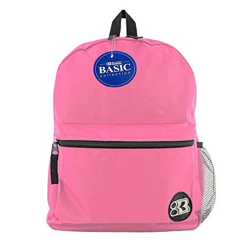 BAZIC PRODUCTS 16 Inch Fuchsia Basic Backpack, School Book Bag for Students Teens Adults, Travel Work, Case of 12 - color: Fuchsia, size: 12-Pack
