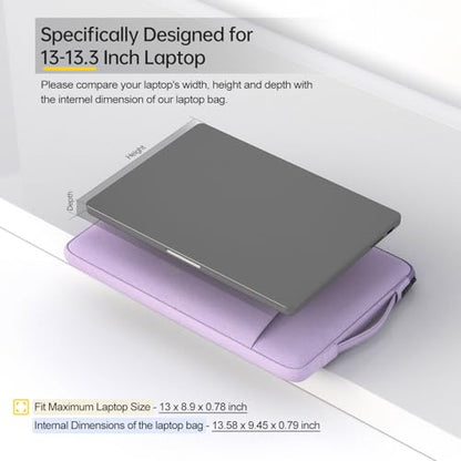 13 Inch Laptop Sleeve Case for 13-inch New MacBook Air M5 A3449 M4 A3240 2025 2026,13 13.6 Inch MacBook Air 13 M3/M2/M1 2020-2024, Computer Carrying Bag with Handle, Purple - color: Purple, size: 13.3-13.6 Inch