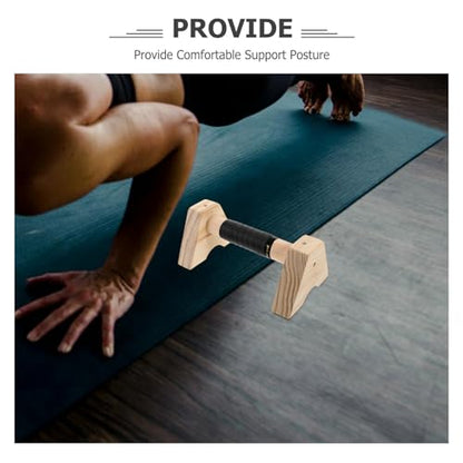 IMIKEYA Wooden Pushup Bars Parallettes Workout Handles 30cm Beech Wood Non-slip Push up Stands for Men Women Home Strength Training Calisthenics Equipment