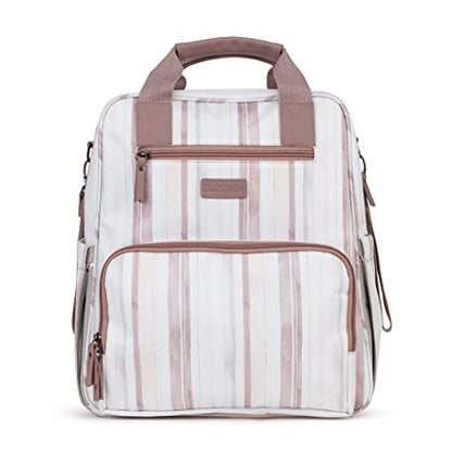 JuJuBe Nature Babe Diaper Bag Backpack with Portable Baby Changing Pad, Sustainable Multi-Function Bag for Bottles, Diapers, Made with 24 Recycled Plastic Bottles, Watercolor Stripe, Mother's Day Gift