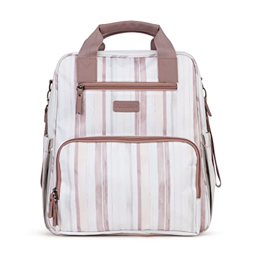 JuJuBe Nature Babe Diaper Bag Backpack with Portable Baby Changing Pad, Sustainable Multi-Function Bag for Bottles, Diapers, Made with 24 Recycled Plastic Bottles, Watercolor Stripe, Mother's Day Gift