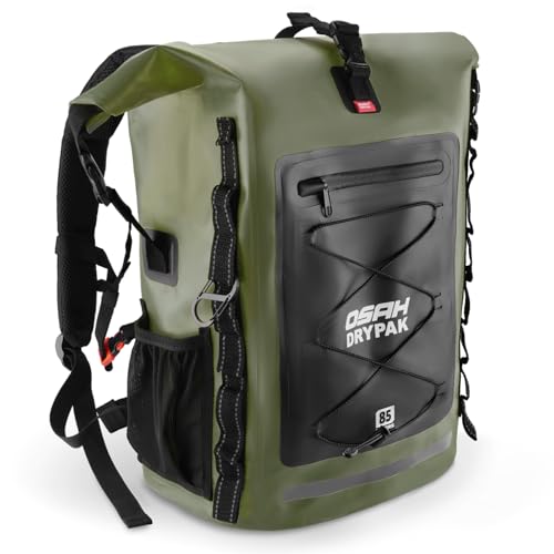 OSAH DRYPAK Waterproof Backpack Dry Bag 35L/55L/85L – Heavy Duty Roll-Top Hiking Backpack Sack Keeps Gear Dry for Travel, Kayaking, Boating, Camping, Rafting and Fishing - color: Green, size: 85L