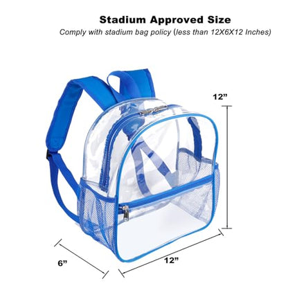 Fomaris Clear Backpack Stadium Approved 12x6x12 - Blue Clear Bag with Reinforced Straps, Durable PVC for Stadium Events, Sports, Festivals, Concerts, Games, Women & Men - color: Blue-1pc
