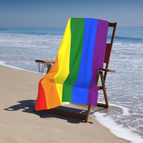 LGBT Pride Rainbow Beach Towel, Lesbians Gays Bisexuals Transgender Gift Quick Dry Sand Free Absorbent Bath Towel, Microfiber Lightweight Towel Pool Travel Camping Gym Swim 30x60 Inch/ 77X153cm - color: Lgbt Pride