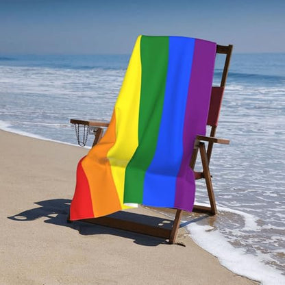 LGBT Pride Rainbow Beach Towel, Lesbians Gays Bisexuals Transgender Gift Quick Dry Sand Free Absorbent Bath Towel, Microfiber Lightweight Towel Pool Travel Camping Gym Swim 30x60 Inch/ 77X153cm - color: Lgbt Pride