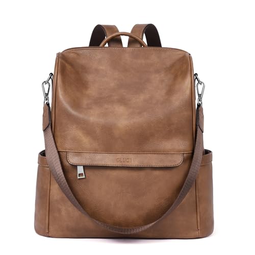 CLUCI Womens Backpack Purse PU Leather Anti-theft Fashion Designer Travel Bag Ladies Shoulder Bags | Purse - color: Top Zip-3 Brown