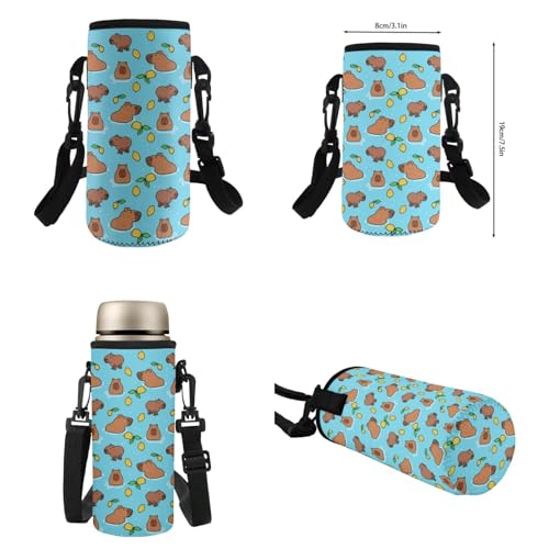 Flashideas Cute Capybara Backpack for School Boys Backpack with Lunch Box Insulated Water Bottle and Water Bottle Bag 4Pcs Set 17" Girls Bookbag with Compartments Sturdy School Bag for Kids Elementary - color: Capybara and Lemon