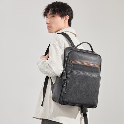 Men's new business leather minimalist computer bag waterproof travel bag men's commuting backpack