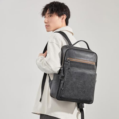Men's new business leather minimalist computer bag waterproof travel bag men's commuting backpack