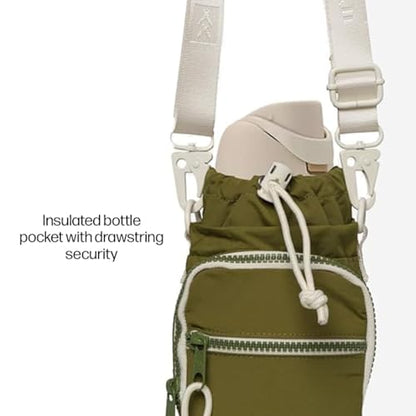 Thread Wallets Water Bottle Sling Crossbody Bag – Small Cross Body Sling with Pockets for Water Bottle, Cash, Phone & Keys - color: Olive