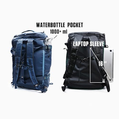 Utility Duffle Bag 40L, Convertible Backpack for Travel, Gym & Commute, Water Repellent - color: Blue Abyss