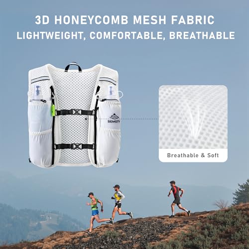 Running Vest for Women Men, 5L Hydration Vest with Dual 500ml Soft Flask, Lightweight Water Backpack, Adjustable Chest Straps Running Hydration Backpack for Running Cycling Hiking - color: White