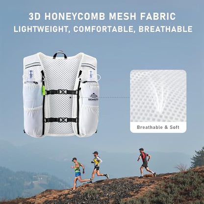 Running Vest for Women Men, 5L Hydration Vest with Dual 500ml Soft Flask, Lightweight Water Backpack, Adjustable Chest Straps Running Hydration Backpack for Running Cycling Hiking - color: White