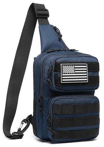 Wotony RFID Blocking Tactical Crossbody Bag for Men - Durable EDC Sling Shoulder Bag with Multi-Pocket Storage (navy blue, Small) - color: Navy Blue, size: Small