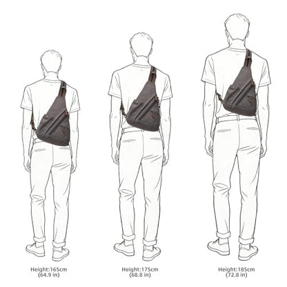 KouLi Buir Canvas Sling Bag - Small Crossbody Backpack Shoulder Casual Daypack Rucksack for Men Women - color: D.grey