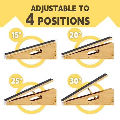 Wood Slant Board Calf Stretcher - Professional Calf Stretcher Slant Board for Physical Therapy, Incline Stretching, and Rehabilitation Exercises - Durable and Adjustable Balance Tool - color: Bamboo
