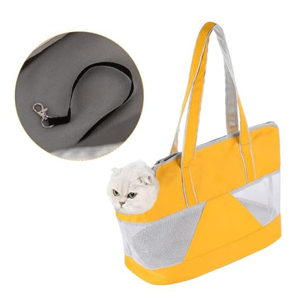 Pet Dog Purse Carrier Breathable Mesh Pets Puppy Cat Travel Outing Tote Bag Portable Cat Sling Carrier Transporter Tote Handbag Lightweight Dog Carrier Shoulder Bag with Thicken Bags Base - color: yellow