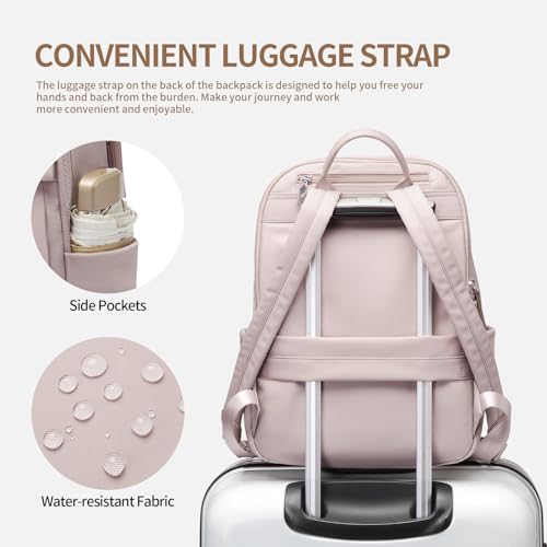 GOLF SUPAGS Womens Laptop Backpack with Separate Laptop Compartment Water Resistant Computer Backpacks Fits 15.6 Inch Notebook Travel Work College Bags (15.6-Inch, Pink) - color: Pinkish Grey, size: 15.6-Inch