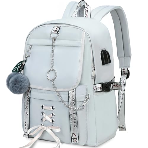 Spotted Tiger School Backpack for Girls Backpack with Lunch Box Backpacks for Teen Girl Backpacks School Bag Bookbag (Grey) - color: Grey