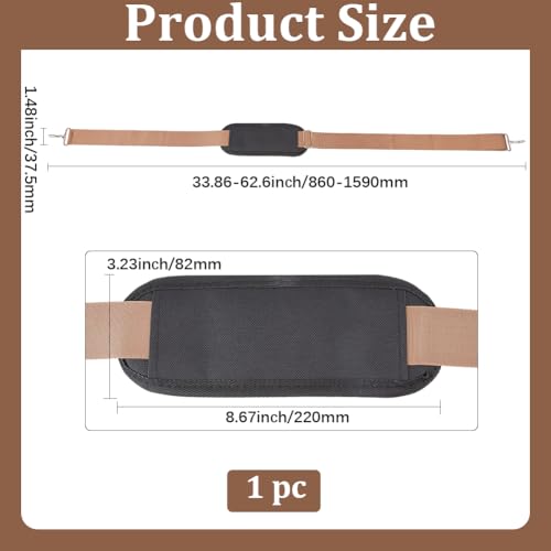 GORGECRAFT Shoulder Strap with Thick Padded 156cm Universal Replacement Laptop Shoulder Strap Adjustable Purse Straps with Buckles for Crossbody Briefcase Computer Messenger Bag Luggage Duffel Camera - color: Camel