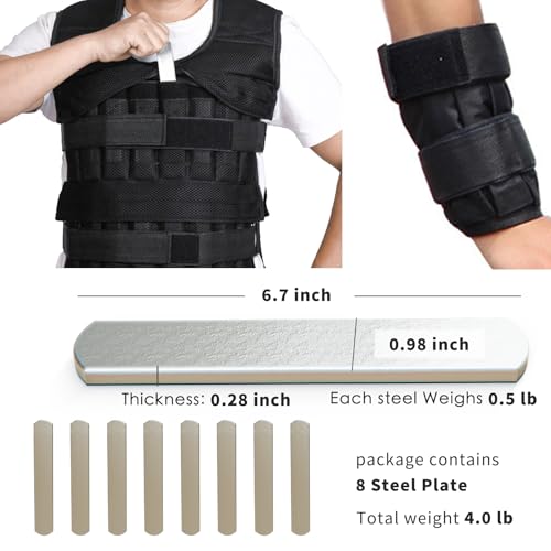 Mavee Fractional Weight Vest Plates, Rustproof Solid Steel Inserts for Rucking, Tactical Carrier & Strength Training - color: Silver (Electroplated), size: 6.7 Inch (8 Pack / 4.0 Lbs)